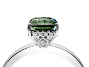 Solitaire Engagement Ring Setting for Fancy Green Radiant Cut Center with Fine Wire Band and Prong Head in Platinum