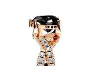 Solitaire Engagement Ring Setting for Fancy Black Heart-Shaped Center with Narrow Twist Pave Band and Prong Head in Rose Gold