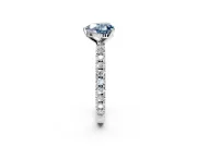 Solitaire Engagement Ring Setting for Fancy Blue Heart-Shaped Center with Fine Pave Band and Claw Prong Head in Platinum