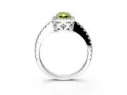 Accent Halo Engagement Ring Setting for Fancy Yellow Radiant Cut Center with Full-Length Pave Band and Prong Head in Platinum