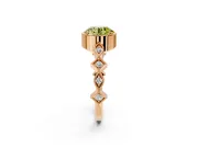Milgrain Bezel Engagement Ring Setting for Fancy Yellow Round Cut Center with Marquise Stations and Bezel Head in Rose Gold