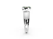 Tension Engagement Ring Setting for Fancy Green Emerald Cut Center with Wide Flat Band and Tension Head in Sterling Silver