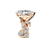 Solitaire Engagement Ring Setting for Pear-Shaped Center with Bar-Station Pave Twist and Prong Head in Rose Gold