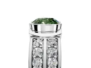 Bezel Engagement Ring Setting for Fancy Green Cushion Cut Center with Wide Channel-Set Band and Bezel Head in Sterling Silver