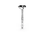 Hidden Halo Engagement Ring Setting for Fancy Black Pear-Shaped Center with Pave Band and Prong Head in Platinum