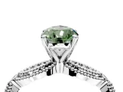 Solitaire Engagement Ring Setting for Fancy Green Pear-Shaped Center with Marquise Panel Band and Prong Head in White Gold
