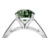 Solitaire Engagement Ring Setting for Fancy Green Round Cut Center with Tapered Split Shoulders and Prong Head in Platinum