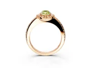 Pave Halo Engagement Ring Setting for Fancy Yellow Marquise Center with Single Row Pave Band and Prong Head in Rose Gold
