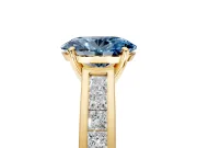 Solitaire Engagement Ring Setting for Fancy Blue Oval Center with Princess Cut Channel Band and Prong Head in Yellow Gold