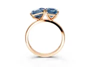 Fancy Blue Asscher Cut and Emerald Cut Lab-Grown Diamond Toi et Moi Engagement Ring with Prong-Set Stones in Rose Gold