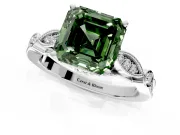 Solitaire Engagement Ring Setting for Fancy Green Asscher Cut Center with Marquise and Bezel Accents and Prong Head in Platinum