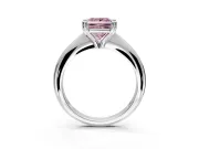 Solitaire Engagement Ring Setting for Fancy Pink Princess Cut Center with Reverse Tapered Band and Prong Head in Platinum