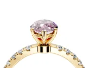 Open Basket Engagement Ring Setting for Fancy Pink Marquise Center with Pave Band and Prong Head in Yellow Gold