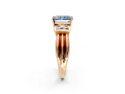 Solitaire Engagement Ring Setting for Fancy Blue Radiant Cut Center with Grooved Bar Accent Band and Prong Head in Rose Gold