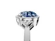 Cluster Engagement Ring Setting for Fancy Blue Round Cut Center with Milgrain Shoulder Clusters and Prong Head in Platinum