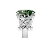 Floral Engagement Ring Setting for Fancy Green Oval Center with Marquise Cluster Shoulders and Prong Head in Platinum