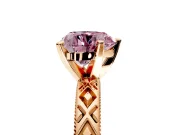 Solitaire Engagement Ring Setting for Fancy Pink Heart-Shaped Center with Milgrain X Pattern Band and Prong Head in Rose Gold