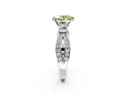3 Stone Engagement Ring Setting for Fancy Yellow Oval Center with Pave Twist Band and Prong Head in Platinum