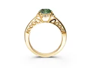 Floral Engagement Ring Setting for Fancy Green Cushion Cut Center with Four Accent Clusters and Prong Head in Yellow Gold