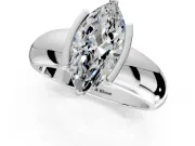Tension Engagement Ring Setting for Marquise Center with Wide Flat Band and Tension Head in White Gold