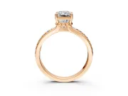 Solitaire Engagement Ring Setting for Radiant Cut Center with Raised Channel Band and Prong Head in Rose Gold