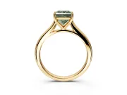 Solitaire Engagement Ring Setting for Fancy Green Princess Cut Center with Narrow Cathedral Band and Prong Head in Yellow Gold
