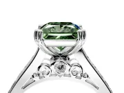 Solitaire Engagement Ring Setting for Fancy Green Princess Cut Center with Channel Band and Double Claw Prong Head in White Gold