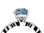 Solitaire Engagement Ring Setting for Fancy Blue Cushion Cut Center with Milgrain Bezel Accents and Prong Head in Sterling Silver