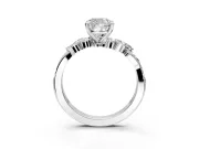 Solitaire Engagement Ring Setting for Cushion Cut Center with Marquise Accent Twist Band and Prong Head in Platinum