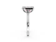Single Halo Engagement Ring Setting for Fancy Pink Princess Cut Center with Corner Claws, Plain Band and Prong Head in Platinum