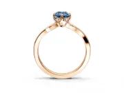 Solitaire Engagement Ring Setting for Fancy Blue Emerald Cut Center with Plain Split Shank and Prong Head in Rose Gold