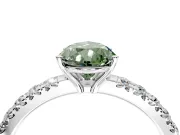 Solitaire Engagement Ring Setting for Fancy Green Pear-Shaped Center with Large Accent Band and Prong Head in Platinum
