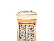 Bezel Engagement Ring Setting for Princess Cut Center with Wide Channel-Set Band and Bezel Head in Rose Gold