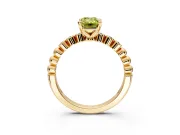 Solitaire Engagement Ring Setting for Fancy Yellow Emerald Cut Center with Bezel-Dot Beaded Band and Prong Head in Yellow Gold