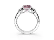 Cluster Engagement Ring Setting for Fancy Pink Princess Cut Center with Bezel Accent Clusters and Prong Head in Platinum