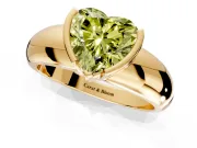 Tension Engagement Ring Setting for Fancy Yellow Heart-Shaped Center with Wide Flat Band and Tension Head in Yellow Gold