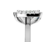 Single Halo Engagement Ring Setting for Princess Cut Center with Corner Claws, Plain Band and Prong Head in White Gold