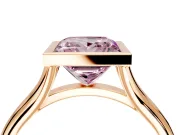 Solitaire Engagement Ring Setting for Fancy Pink Princess Cut Center with V Split Shank and Bezel Head in Rose Gold