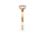 Solitaire Engagement Ring Setting for Fancy Pink Radiant Cut Center with Thin Rounded Plain Band and Prong Head in Yellow Gold