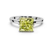 Solitaire Engagement Ring Setting for Fancy Yellow Princess Cut Center with Plain Band and Tulip Prong Head in Platinum