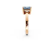 Solitaire Engagement Ring Setting for Fancy Blue Asscher Cut Center with Plain Band and Flat Tab Prong Head in Rose Gold