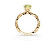 Solitaire Engagement Ring Setting for Fancy Yellow Cushion Cut Center with Marquise Panel Band and Prong Head in Yellow Gold