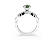 Solitaire Engagement Ring Setting for Fancy Green Oval Center with Criss-Cross Accent Band and Prong Head in Platinum