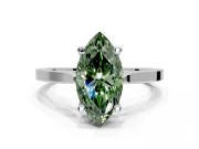 Solitaire Engagement Ring Setting for Fancy Green Marquise Center with Tapered Shoulders and Prong Head in Platinum