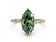 Solitaire Engagement Ring Setting for Fancy Green Marquise Center with Pave Accents and Prong Head in Yellow Gold