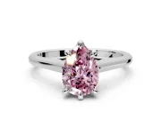 Solitaire Engagement Ring Setting for Fancy Pink Pear-Shaped Center with Cathedral Band and Prong Head in Sterling Silver