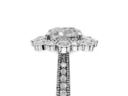 Milgrain Halo Engagement Ring Setting for Cushion Cut Center with Bezel Point Accents and Prong Head in White Gold