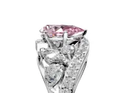 Halo Engagement Ring Setting for Fancy Pink Pear-Shaped Center with Marquise and Pave Bypass Band and Prong Head in Sterling Silver