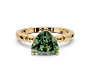 Solitaire Engagement Ring Setting for Fancy Green Heart-Shaped Center with Beaded Shoulders and Prong Head in Yellow Gold