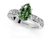Solitaire Engagement Ring Setting for Fancy Green Pear-Shaped Center with Channel-Set Accents and Prong Head in Platinum